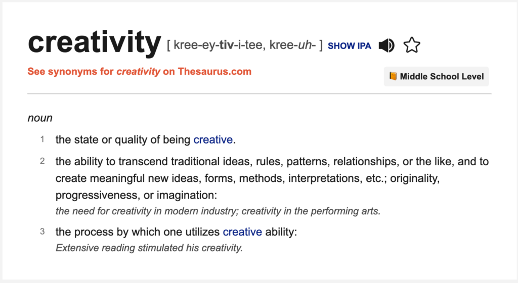 Definition of creativity